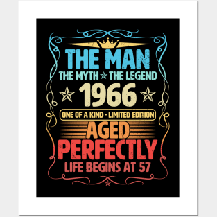 The Man 1966 Aged Perfectly Life Begins At 57th Birthday Posters and Art